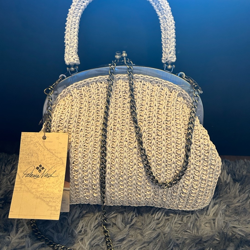 Patricia Nash Cream Crossbody Bag with Chain Strap